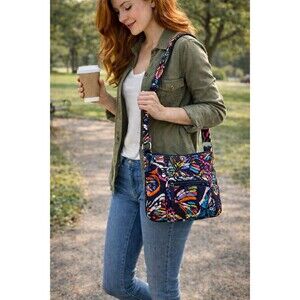 Vera Bradley Hipster Crossbody Butterfly Flutter Quilted Boho Cottagecore Bag